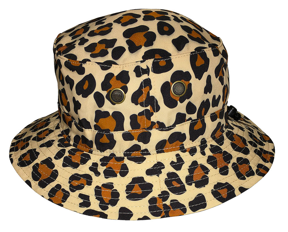 Wild Side Poly/Twill Leopard Print Bucket Hat - Ladies Summer Clearance